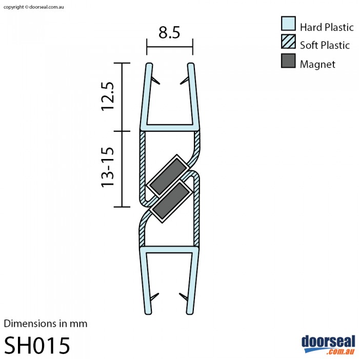 SH015 Magnetic Shower Screen Seal (8mm glass)